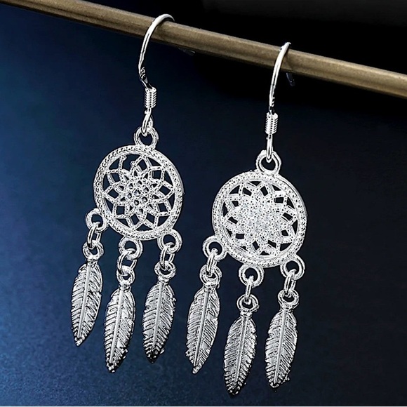 Sterling Silver Dreamcatcher Matching Bangle Bracelet, Earrings Necklace Set - Picture 9 of 9